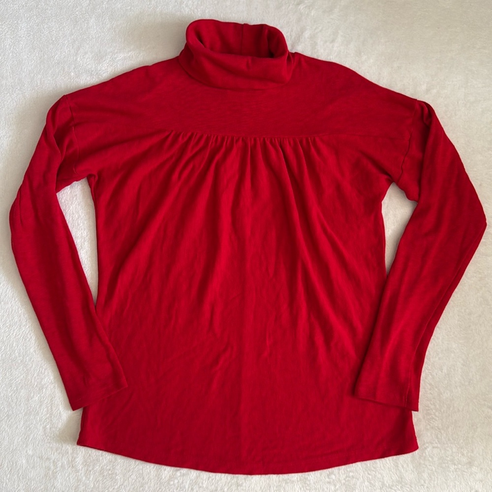 Maeve by Anthropologie | Mariah Gathered Turtleneck Lightweight Sweater Red (M) - Picture 2 of 16